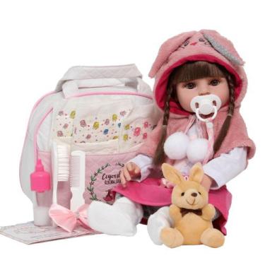 Imagem de Bebê Reborn Cegonha Dolls Cabelos Castanhos Longos Vinil - Cegonha Reb