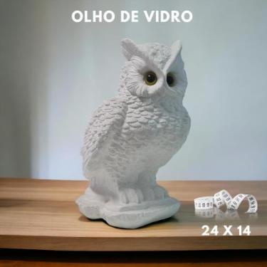 Imagem de Coruja Espanta Pombo e Passarinho em Gesso Cru Artesanato - Várias Var