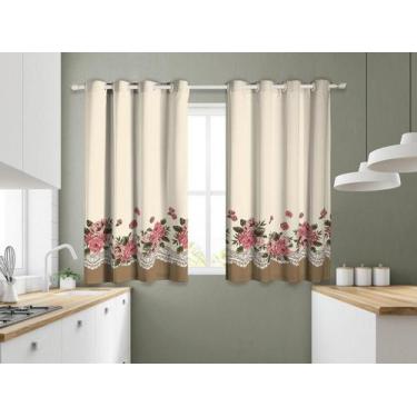 Imagem de Cortina De Cozinha 2,80M X 1,40M Estampada Renda - Mtr Enxovais Ltda