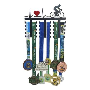 Imagem de Quadro Expositor Medalhas Bike Porta Medalhas Mdf Preto - Co2Beer