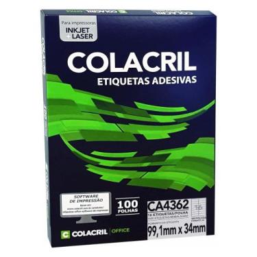 Imagem de Etiqueta Adesiva Colacril A4 CA4362 99,1x34mm C/1600