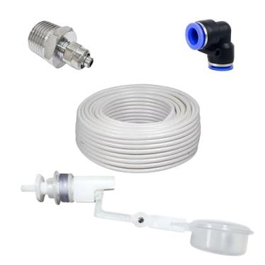 Imagem de Kit Conexão Rosca Macho 1/2” Saida 1/4” + Boia Nível + Engate Rápido 1/4” + Mangueira Atóxica 1/4” (Engate Preto, 03 Metros de Mangueira)