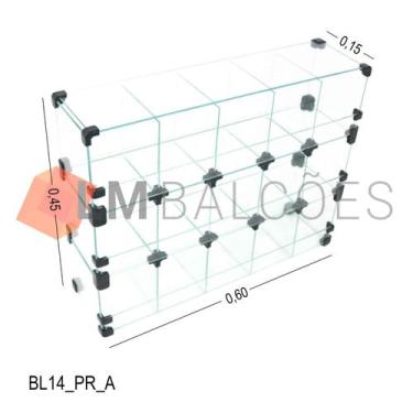 Imagem de Baleiro Expositor Preto de Vidro - 0,60 x 0,45 x 0,15m - LM Balcoes