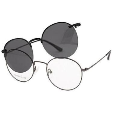 Imagem de Armação Óculos Grau 2 Em 1 Clipon Redondo Masculino Joe - Shark Óculos