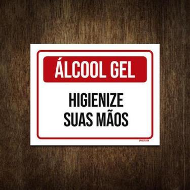 Imagem de Placa De Sinalização - Álcool Gel Higienize Suas Mãos 18X23 - Sinalizo