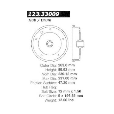 Imagem de Centric Peças 123.33009 Tambor de freio