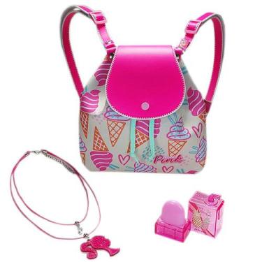 Imagem de Kit Infantil: Mochila Cheirinho Chiclete + Lip Balm + Colar da Barbie 