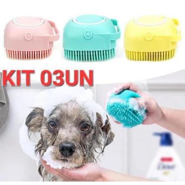 Imagem de KIT 03UN Esponja De Silicone Para Banho De Pet Com Massageador E Dispe