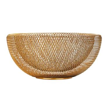 Imagem de IBWell Cesta de armazenamento de frutas de arame de metal para cozinha, suporte grande de frutas de malha preta, para maçã, abacaxi, banana, laranja, limão, pera, morango, melancia (ouro, nominal)