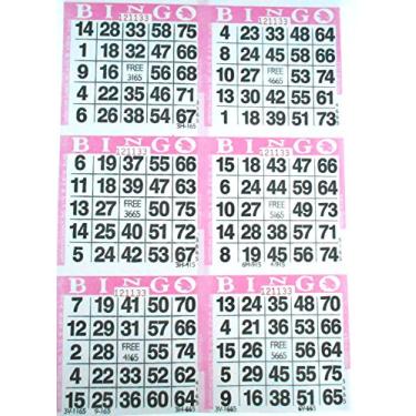 Imagem de SmallToys 6 em cartas de jogo de papel de bingo rosa - 500 folhas - folha descartável de 20 x 30 cm - Feito nos EUA