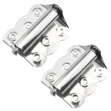 Imagem de ZZHXSM 2 peças de aço inoxidável com dobradiça borboleta de mola de redefinição automática prata 6,9 x 6 cm dobradiça de reposição de tela de porta de areia plana para tela de porta de madeira caixa