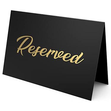 Imagem de Pacote com 10 placas de mesa pretas reservadas para casamento, cartolina, 3 x 4, placas reservadas para casamentos, restaurante, placas reservadas de dupla face para mesas, cartões de reserva de