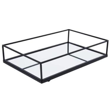 Imagem de Bandeja Espelhada Luxo Mesa Sala Jantar Bebidas Bar 31x20 - Mimo - Mim