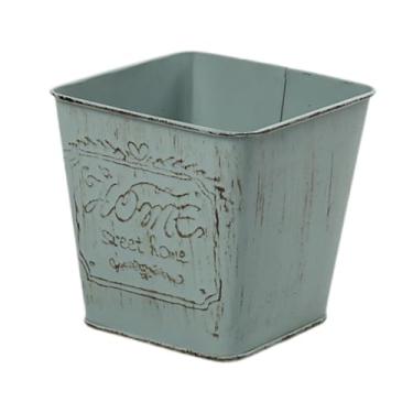 Imagem de Generic Estátua de ferro Organizador de vasos de flores Presentes Enfeites Vaso de flores ao ar livre Recipientes de plantas para jardim Casa Cozinha Mesa, Quadrado Azul