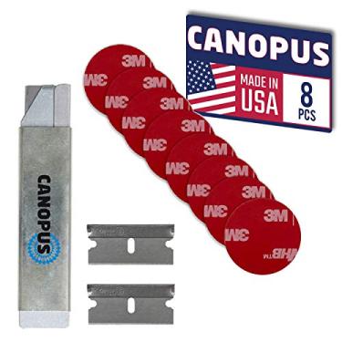 Imagem de CANOPUS Blocos adesivos dupla-face circular, fita de espuma de montagem, feito nos EUA, rolo 5952, 8 peças de 2,54 cm de diâmetro, com cortador de caixa (1 peça) e substituição de lâmina (2 peças)
