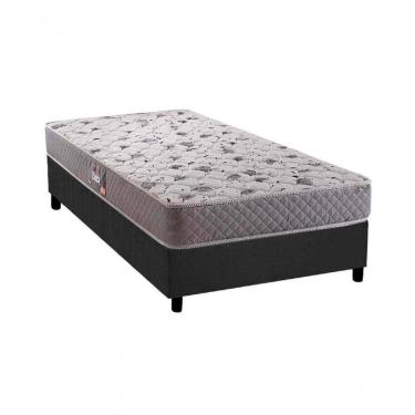 Imagem de Conjunto: Box Suede Preto + Colchão Herval Black Espuma Ortopedica D60 Solteiro 88x188x60