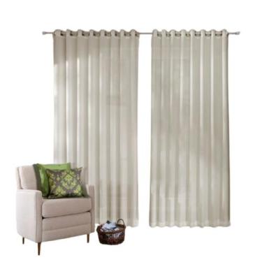 Imagem de Cortina Leve com Forro Voil 400 X 250 Cm Geórgia Marfim - Belchior