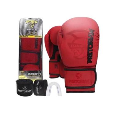 Imagem de Kit Luva De Boxe Muay Thai Fx2 Bandagem + Bucal - Pretorian, Vermelho,