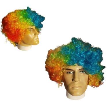 Imagem de Peruca Palhaço Black Power Colorida Carnaval Fantasia - Lynx Produções