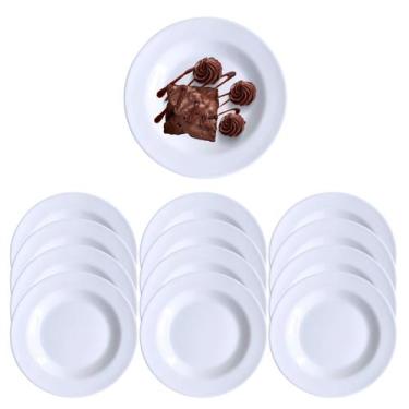 Imagem de 12 Pratos Raso em Melamina Pra Sobremesa Restaurantes 17,5cm - Fx