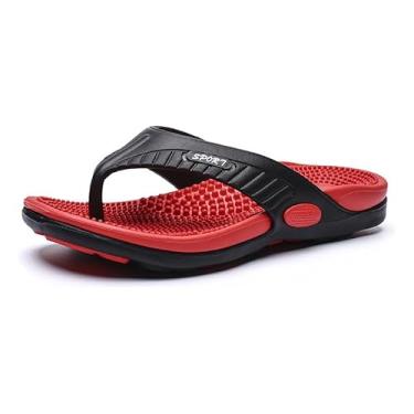 Imagem de Pantufas De Massagem Planas Masculinas De Tamanho Grande (Vermelho, Adulto, 45, Numérico, BR)