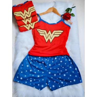 Imagem de Pijama Curto Short Alcinha Estampado Pijaminha Baby Doll Confortavel -