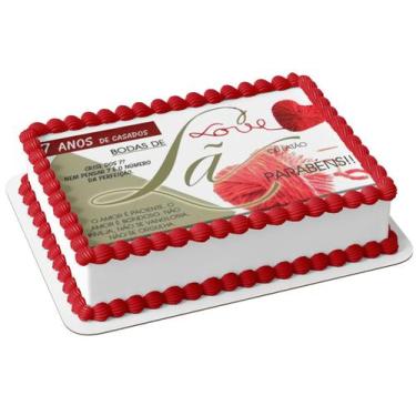 Imagem de Papel De Arroz P/ Bolo Bodas de Lã ou Latão - 7 anos Casamento - Genér