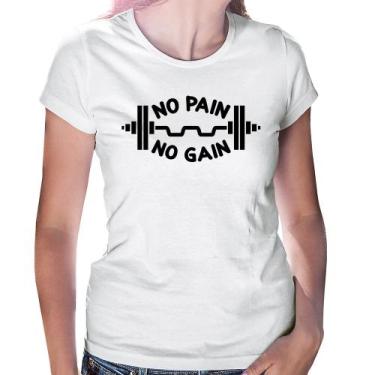 Imagem de Baby Look No Pain No Gain - Foca na Moda, Branco, GGG