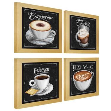 Imagem de Quadro Decorativo Café Expresso Padaria Cozinha 12x12cm 4 un - Arte na