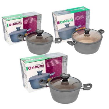 Imagem de conjunto Panela oleans A5 Caçarola Antiaderente N 20 24 e 28 cm Granit