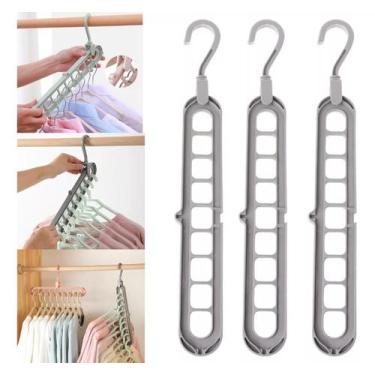 Imagem de Kit 6 Cabide Organizador Mágico Multifuncional Retrátil 9 Furos - julo