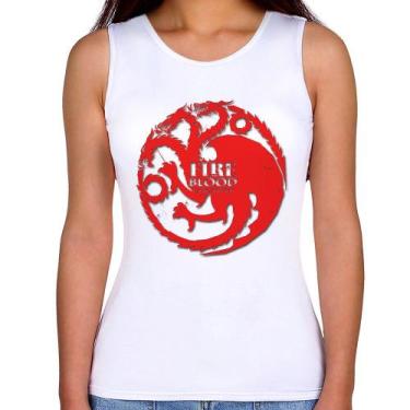 Imagem de Regata Feminina Fire and Blood Targaryen - Foca na Moda, Branco, G