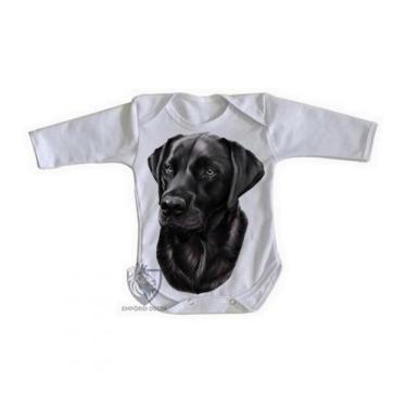 Imagem de body nenê criança roupa bebê manga longa  Labrador Preto perfil - Empó