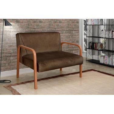 Imagem de Namoradeira Anita Sofá 2 Lugares Moderna Braço Madeira - BELLA DECOR