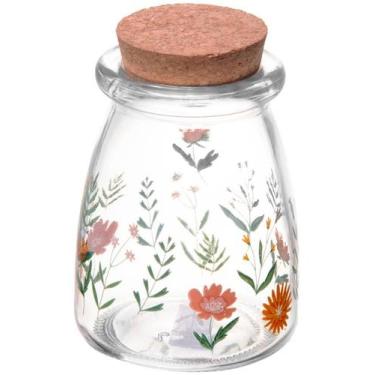 Imagem de Pote 255ml Redondo De Vidro Com Tampa De Rolha Flora - Lyor