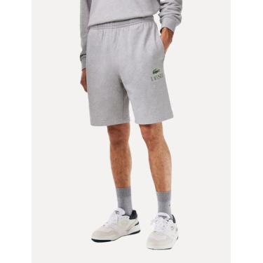 Imagem de Bermuda Lacoste Moletom Masculina Jogger Logo Vintage Cinza Mescla, L/
