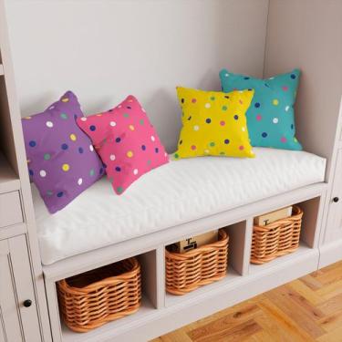 Imagem de Kit 4 Capas De Almofadas Decorativa Poá Colorido - Core Decore