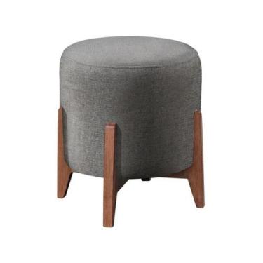 Imagem de Puff Redondo Luxo Thor 3 Pés Em Madeira - Lobo Shopp