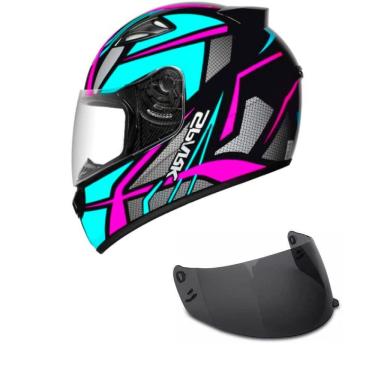 Imagem de Capacete Ebf New Spark Spider Preto Rosa e Tiffany Mais Viseira Fumê