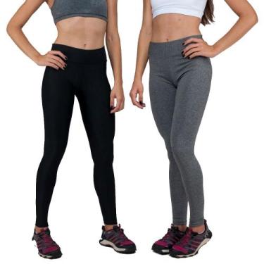 Imagem de Conjunto com 2 Calças Legging Fitnes Suplex Lisa Cintura Alta Preta e 