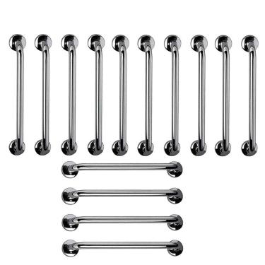 Imagem de Barra de Apoio 60cm Aço Inox Kit 14 Unidades Banheiro Box Idoso Gestante Criança Acessibilidade Suporte Corrimao Escada Evita Acidente Segurança