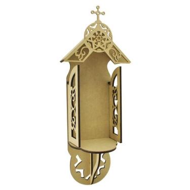 Imagem de Oratorio para Parede com Crucifixo 20x11,2x51 Mdf Madeira - ATACADÃO D