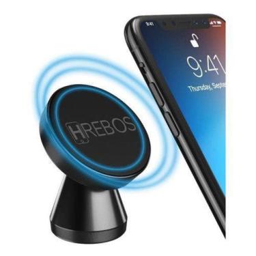 Imagem de Suporte Veicular Magnetico 360º Celular Gps Adesivo 3m Imã - Hrebos - 