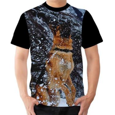 Imagem de Camiseta Camisa Ads Pastor Alemão Neve Cachorro - Fabriqueta, G
