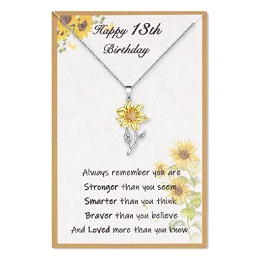 Imagem de LAVEIR Colar de girassol inoxidável ajustável 13º 16º 18º aniversário presentes para meninas adolescentes, Sem pedras preciosas