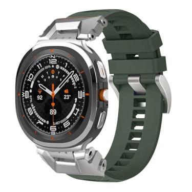 Imagem de synsing Pulseira esportiva robusta para Galaxy Watch Ultra 7 (largura de 26 mm) compatível com Samsung Watch Ultra de 47 mm para homens, pulseira respirável com TPU premium e conector de metal de aço