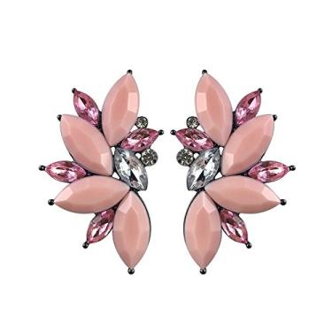 Imagem de Brincos femininos de pino com pedras coloridas largas de asas de anjo Starburst da década de 80