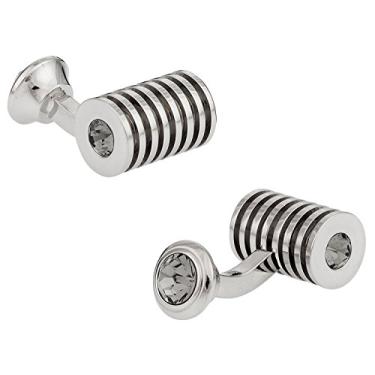 Imagem de Abotoaduras de cristal duplo Swarovski de diamante preto prata com caixa de apresentação Cuff-Daddy