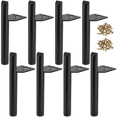 Imagem de PINGEUI 8 pacotes de pés pretos de sofá de 15 cm, pernas de metal modernas de meados do século com parafusos, pés de substituição de móveis para sofá, cômoda, armário, mesa de centro, suporte de TV