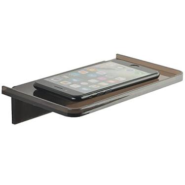 Imagem de Prateleiras de parede flutuantes de acrílico – Pequena prateleira de telefone montada na parede, suporte da Wonder, prateleira inteligente para banheiro, cozinha, banheiro, quarto, escritório – cinza translúcido